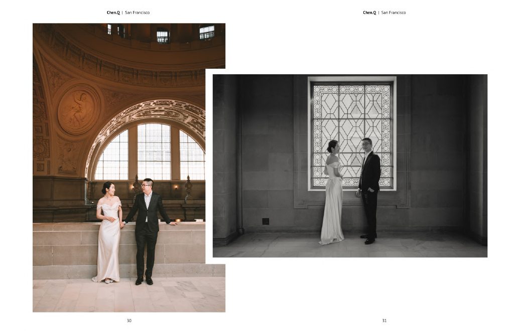 Wedding couple inside a grand interior